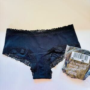 2 NEW VS VICTORIAS SECRET PINK Lace Trim Cheeky Cotton Panty Undies Underwear L